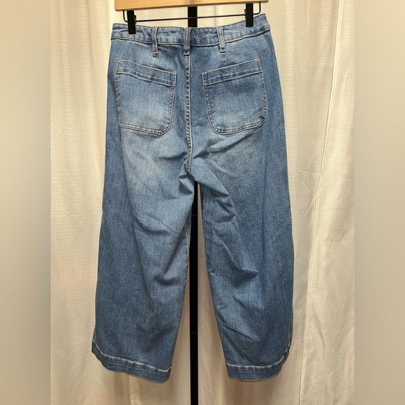 Oat New York Jeans 4 Blue Denim Cotton Stretch High Rise Wide Leg | size 6/28 - Picture 4 of 6